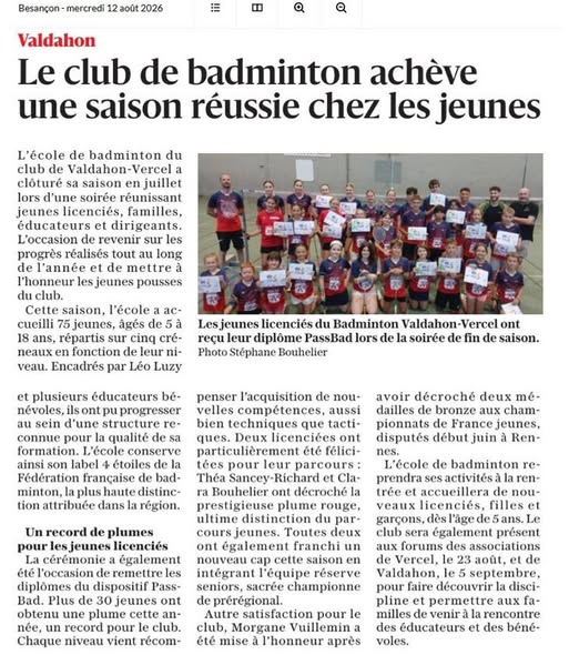Une saison réussie pour les jeunes du BVV