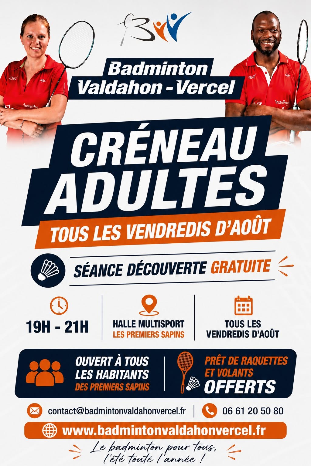 Créneau adultes aux Premiers Sapins en août