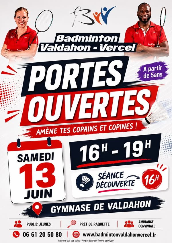 Portes ouvertes de l'école de badminton samedi 13 juin